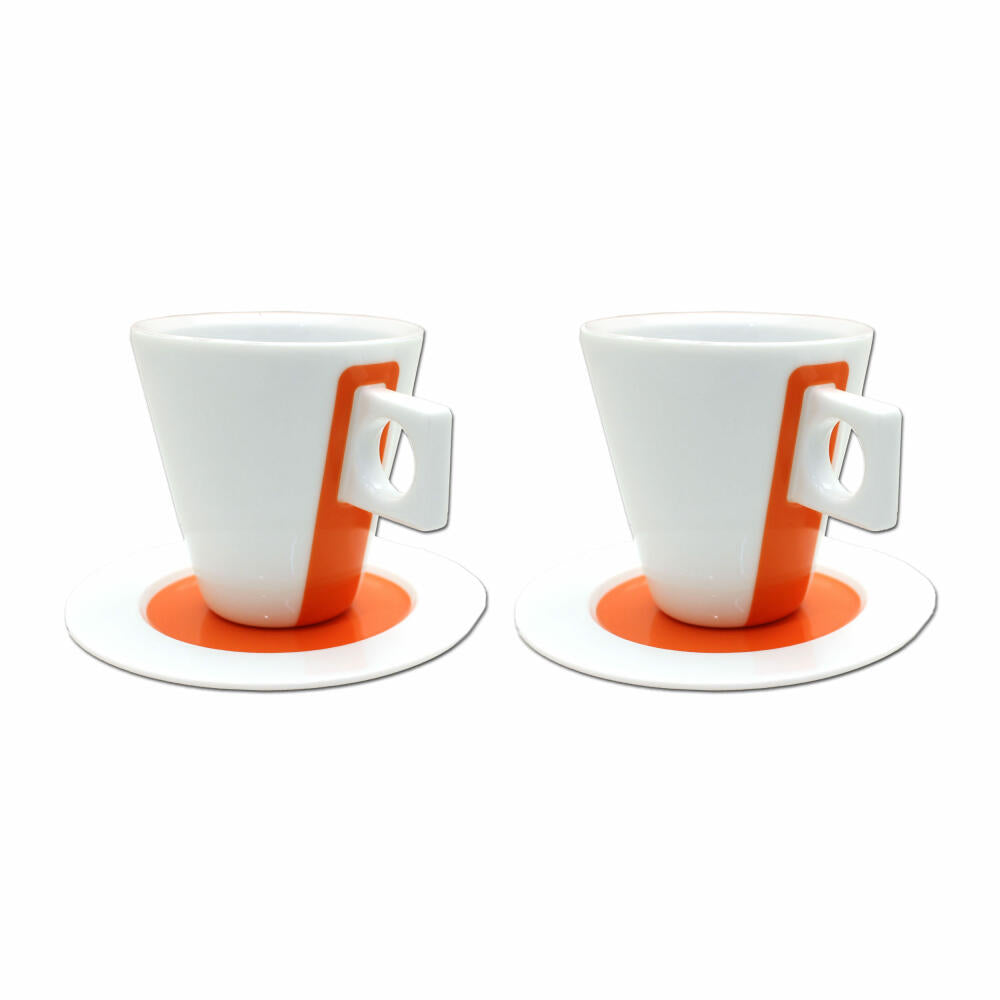 Nescafé Dolce Gusto Lungo cup, porcelain, set of 2 / 4 pieces, orange, coffee, 125 ml