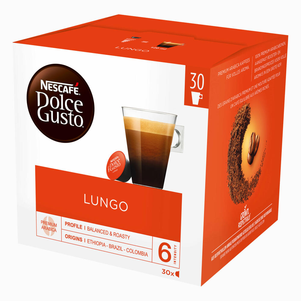 Nescafé Dolce Gusto Caffè Lungo Vorratsbox, Kaffee, Kaffeekapseln, 30 Kapseln