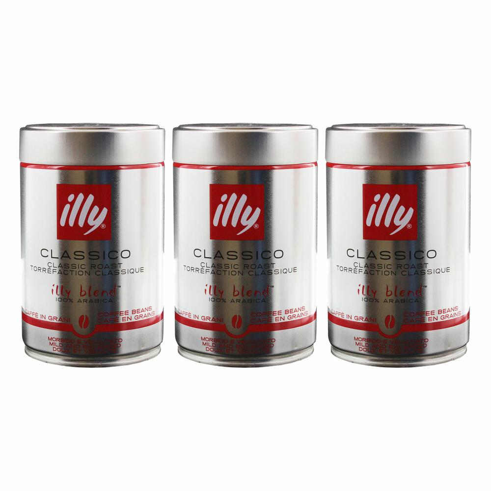 Illy Espresso, 100% Arabica coffee, whole beans, medium roast, can, 3-pack, 3 x 250g