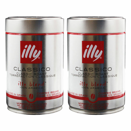 Illy Espresso, 100% Arabica Kaffee, ganze Bohnen, mittlerer Röstgrad, Dose, 2er Pack, 2 x 250g