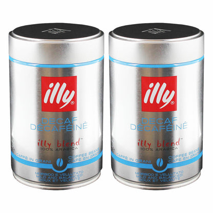 Illy Espresso Decaffeinated / Decaffeinato, 100% Arabica coffee, whole beans, medium roast, can, 2-pack, 2 x 250g