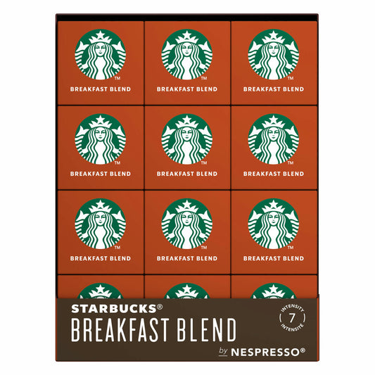 Starbucks Breakfast Blend Set of 12, Medium Roast, Roasted Coffee, Nespresso Compatible, Coffee Capsules, 12 x 10 Capsules