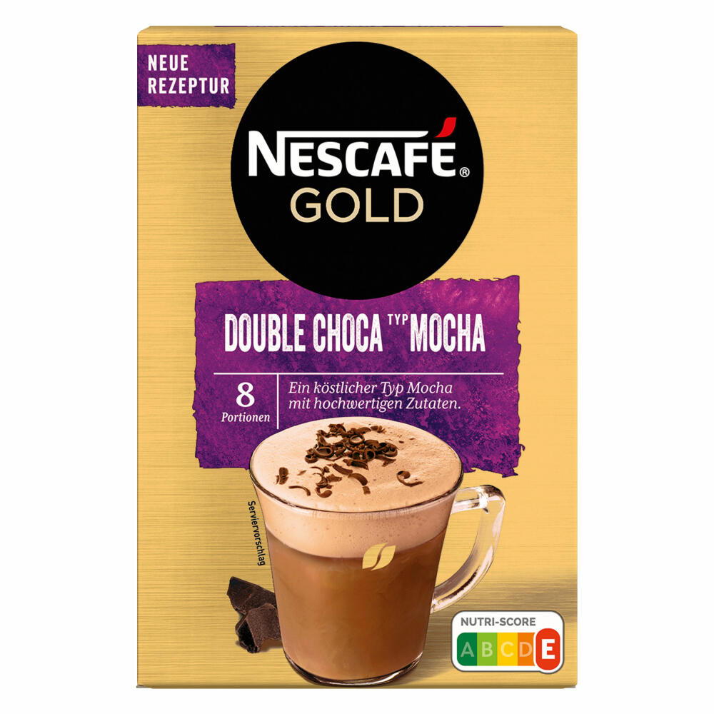 Nescafé Gold Double Choca Typ Mocha, Löslicher Bohnenkaffee, Instantkaffee, Kaffee, 5 x 8 Portionen