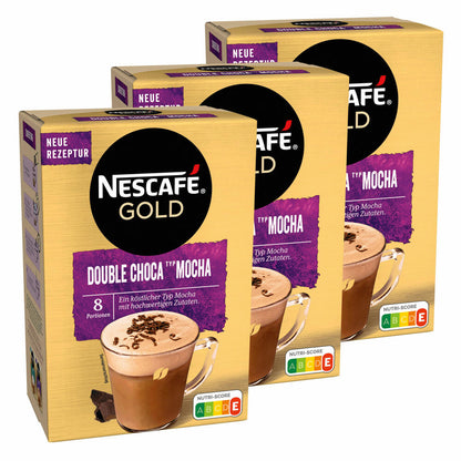 Nescafé Gold Double Choca Typ Mocha, Löslicher Bohnenkaffee, Instantkaffee, Kaffee, 3 x 8 Portionen