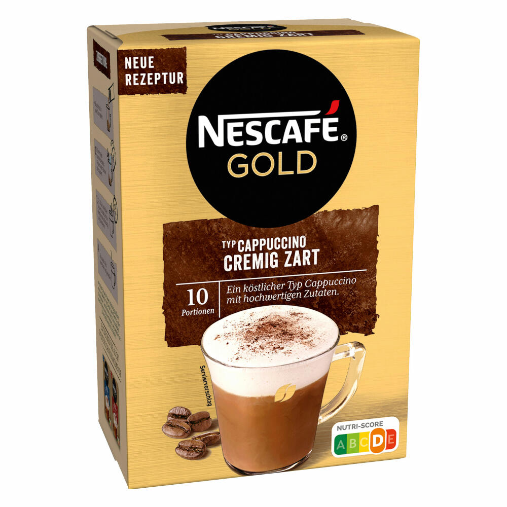 Nescafé Gold Typ Cappuccino Cremig Zart, Löslicher Bohnenkaffee, Instantkaffee, Kaffee, 5 x 10 Portionen