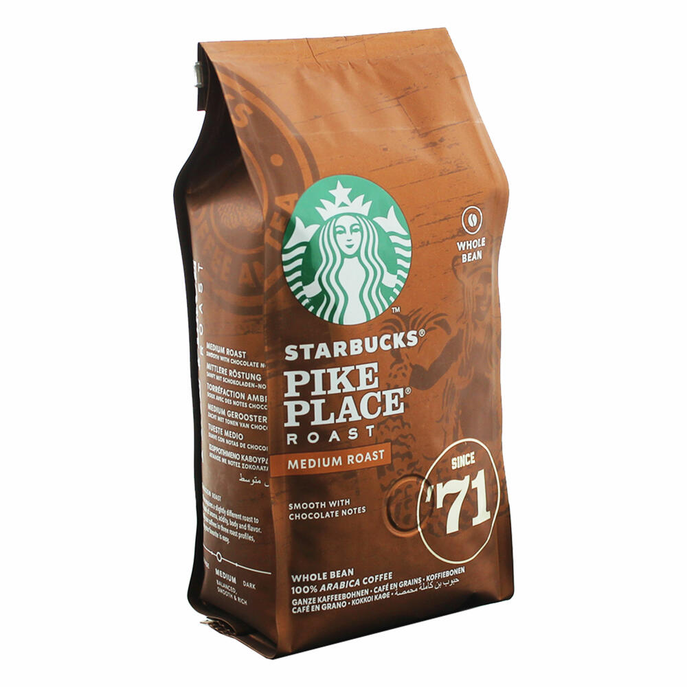 Starbucks Whole Bean Roasted Coffee Set Blonde Espresso, Pike Place, Espresso Roast, Coffee, 3 x 200 g