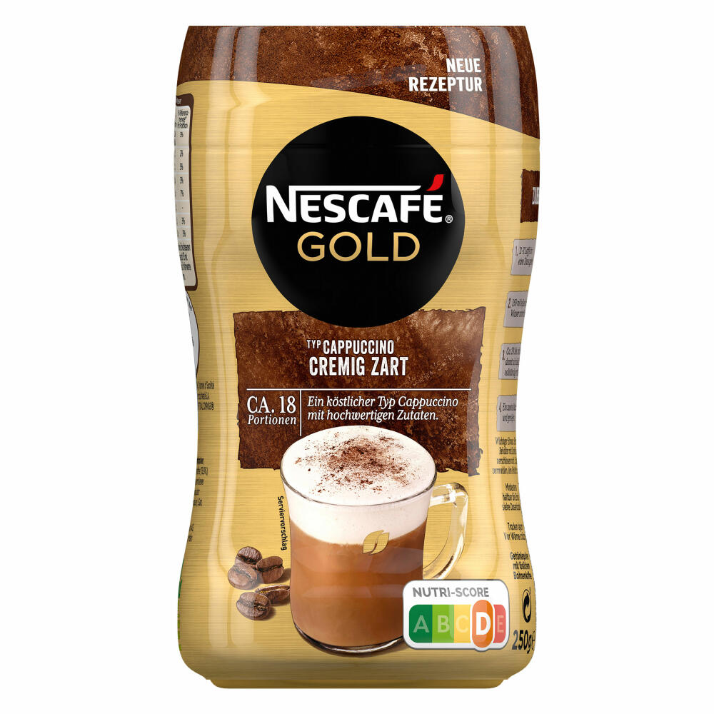 Nescafé Gold Type Cappuccino Creamy Delicate, Soluble Bean Coffee, Instant Coffee, Can 250 g, 012409401