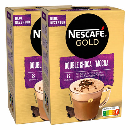 Nescafé Gold Double Choca Typ Mocha, Löslicher Bohnenkaffee, Instantkaffee, Kaffee, 2 x 8 Portionen