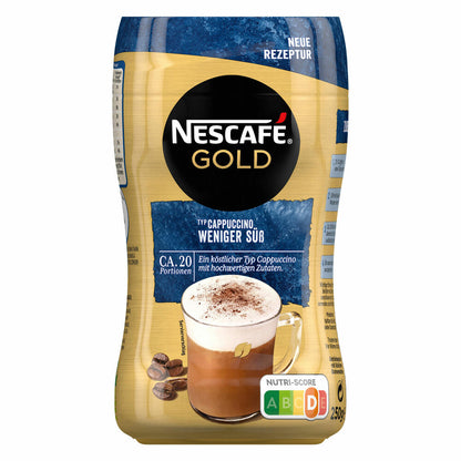 Nescafé Gold Typ Cappuccino Weniger Süß, Löslicher Kaffee, Instantkaffee, Dose, 3 x 250 g