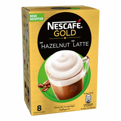 Nescafé Gold Type Hazlenut Type Latte, Soluble Bean Coffee, Instant Coffee, Coffee, 3 x 8 Servings, 12311719