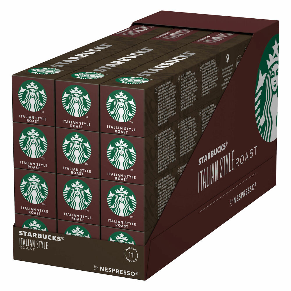 Starbucks Italian Style Roast Kaffee 12er Set, Dark Roast, Röstkaffee, Nespresso kompatibel, Kaffeekapseln, 12 x 10 Kapseln