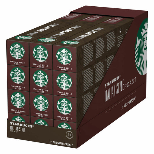 Starbucks Italian Style Roast Coffee Set of 12, Dark Roast, Roasted Coffee, Nespresso Compatible, Coffee Capsules, 12 x 10 Capsules