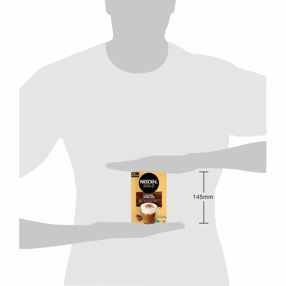 Nescafé Gold Typ Cappuccino Cremig Zart, Löslicher Bohnenkaffee, Instantkaffee, Kaffee, 10 Portionen, 012435569