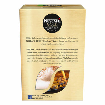 Nescafé Gold Typ Hazlenut Typ Latte, Löslicher Bohnenkaffee, Instantkaffee, Kaffee, 3 x 8 Portionen, 12311719