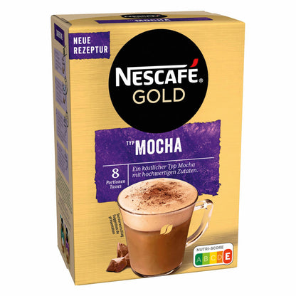 Nescafé Gold Typ Mocha, Löslicher Bohnenkaffee, Instantkaffee, Instant Kaffee, 2 x 8 Portionen