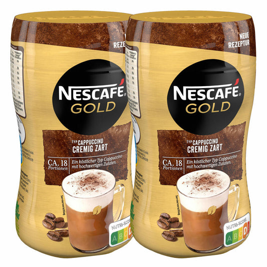 Nescafé Gold Type Cappuccino Creamy Delicate, Soluble Bean Coffee, Instant Coffee, Can, 2 x 250 g