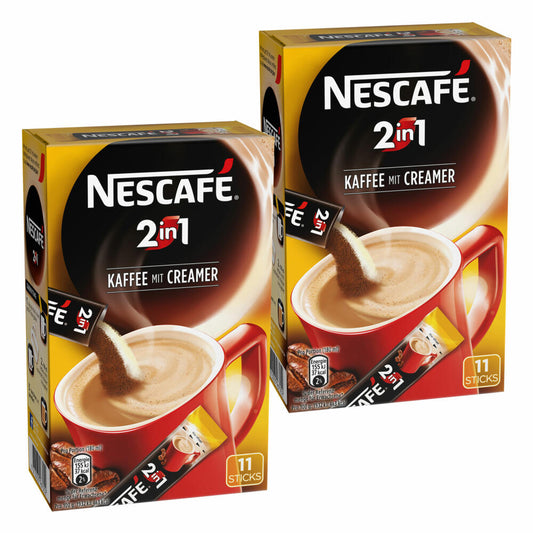 Nescafé 2in1 Stix, 2er Set, Kaffee mit Creamer / Kaffeeweißer, Instant Milchkaffee