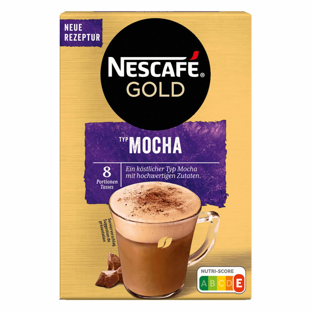 Nescafé Gold Typ Mocha, Löslicher Bohnenkaffee, Instantkaffee, Instant Kaffee, 6 x 8 Portionen