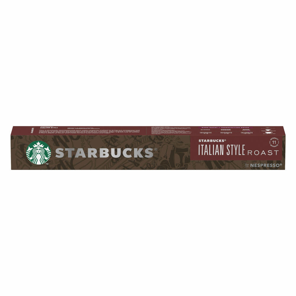 Starbucks Italian Style Roast Coffee, Dark Roast, Roasted Coffee, Nespresso Compatible, Coffee Capsules, 10 Capsules