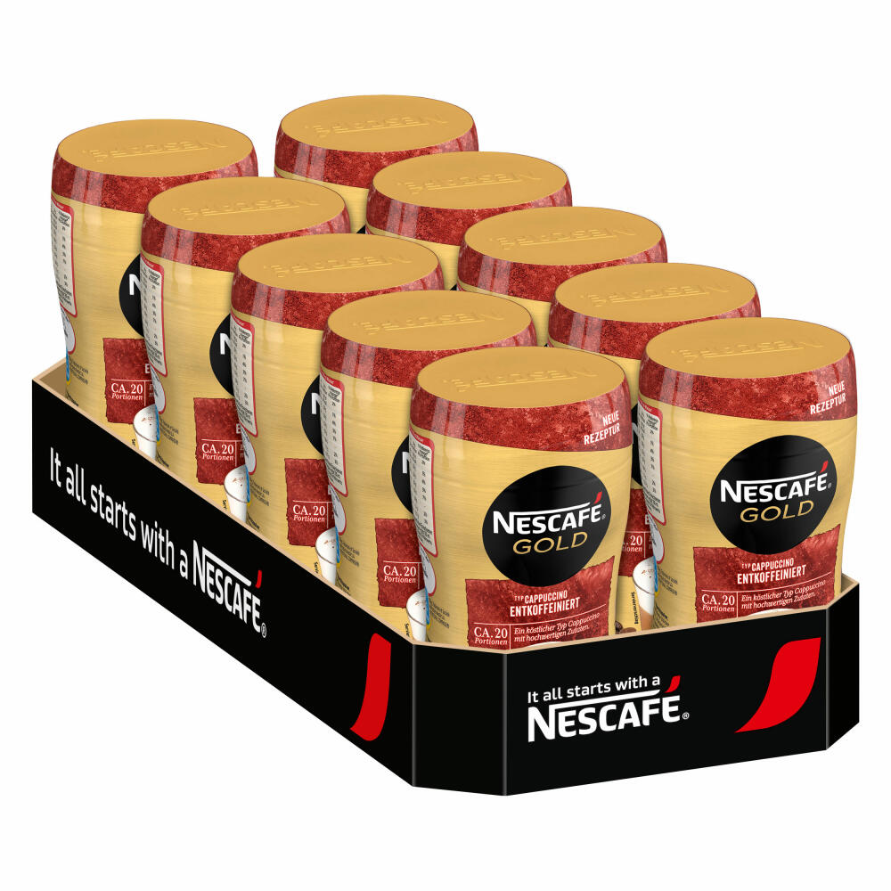 Nescafé Gold Type Cappuccino Decaffeinated, Soluble Bean Coffee, Instant Coffee, Coffee, Can, 10 x 250 g