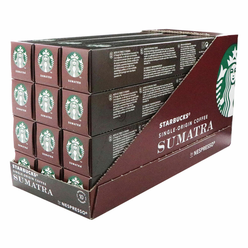 Starbucks Sumatra Kaffee 12er Set, Single Origin, Röstkaffee, Nespresso kompatibel, Kaffeekapseln, 12 x 10 Kapseln