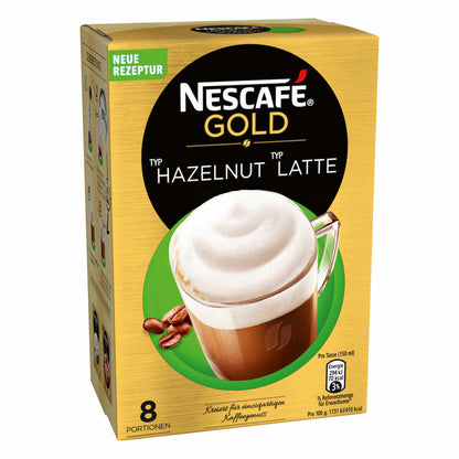 Nescafé Gold Typ Hazlenut Typ Latte, Löslicher Bohnenkaffee, Instantkaffee, Kaffee, 5 x 8 Portionen, 12311719