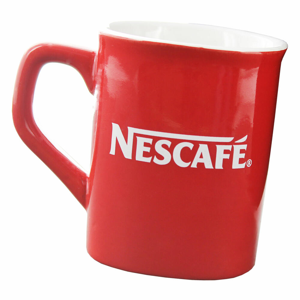 Nescafé Kaffeebecher, Kaffee Becher, Kaffeetasse, Tee Tasse, Eckig, Rot, 230 ml