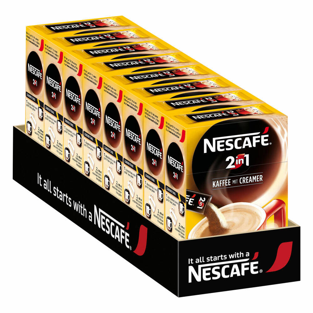 Nescafé 2in1 Stix, 8er Set, Kaffee mit Creamer / Kaffeeweißer, Instant Milchkaffee