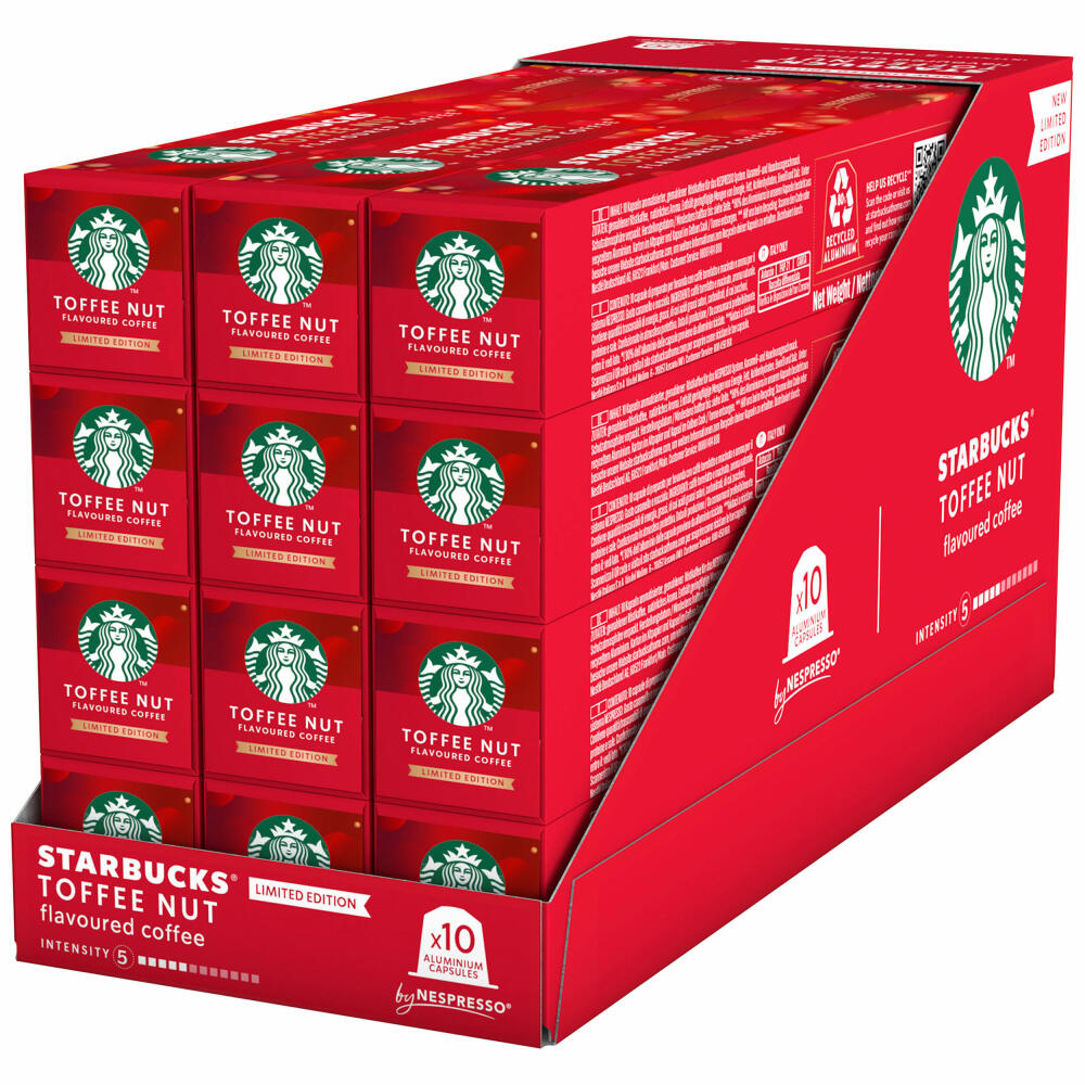 Starbucks Toffee Nut, coffee set of 12, roasted coffee, Nespresso compatible, coffee capsules, 12x10 capsules