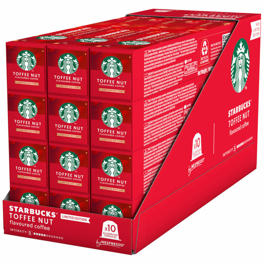 Starbucks Toffee Nut, coffee set of 12, roasted coffee, Nespresso compatible, coffee capsules, 12x10 capsules