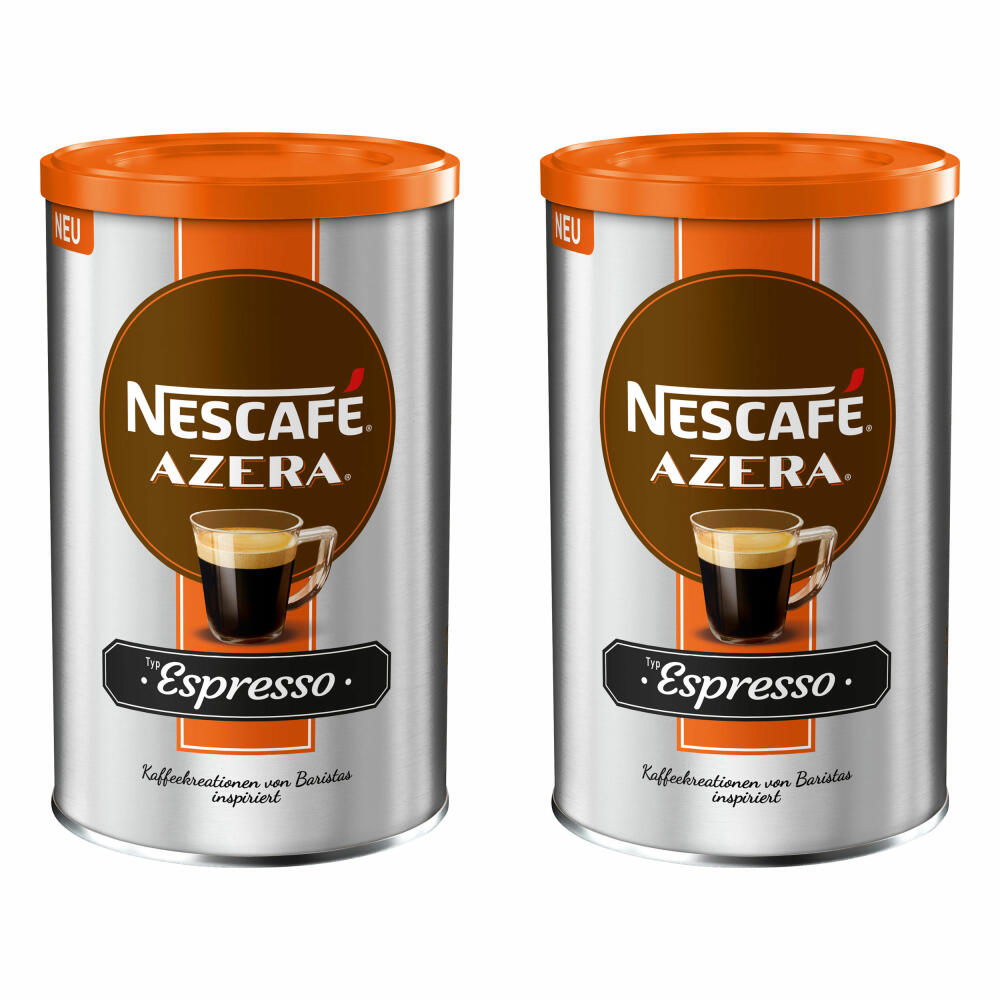 Nescafé Azera Typ Espresso, 2er Set, Kaffee, Instantkaffee mit gemahlenem Bohnenkaffee, 100 g Dose, 12328068