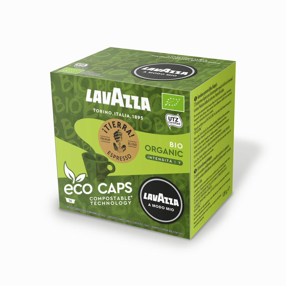 Lavazza A Modo Mio Eco Kaffeekapseln Espresso Tierra Bio, Kaffee Kapsel, Kompostierbar, 2 x 16 Kapseln