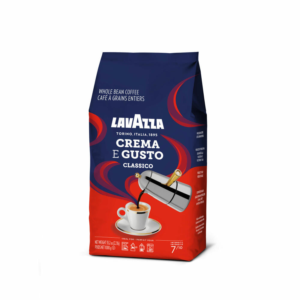 Lavazza Crema e Gusto Classico, Ganze Bohnen, Kaffeebohnen, Kaffee, Espresso, Bohnenkaffee, 4 x 1 kg