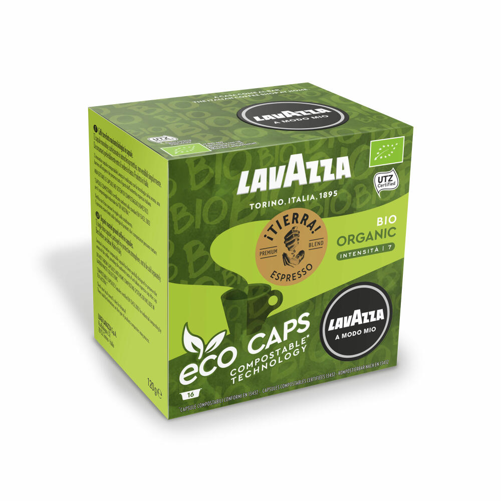 Lavazza A Modo Mio Eco Coffee Capsules Espresso Tierra Bio, Coffee Capsule, Compostable, 2 x 16 Capsules