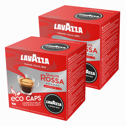 Lavazza A Modo Mio Eco Kaffeekapseln Espresso Qualitá Rossa, Kaffee Kapsel, Kompostierbar, 2 x 16 Kapseln