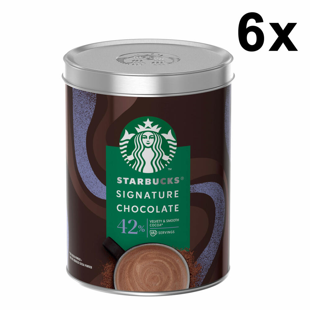 Starbucks Signature Chocolate 42% 6er Set, Kakaopulver, Trinkschokolade, 6x330 g für 90 Portionen