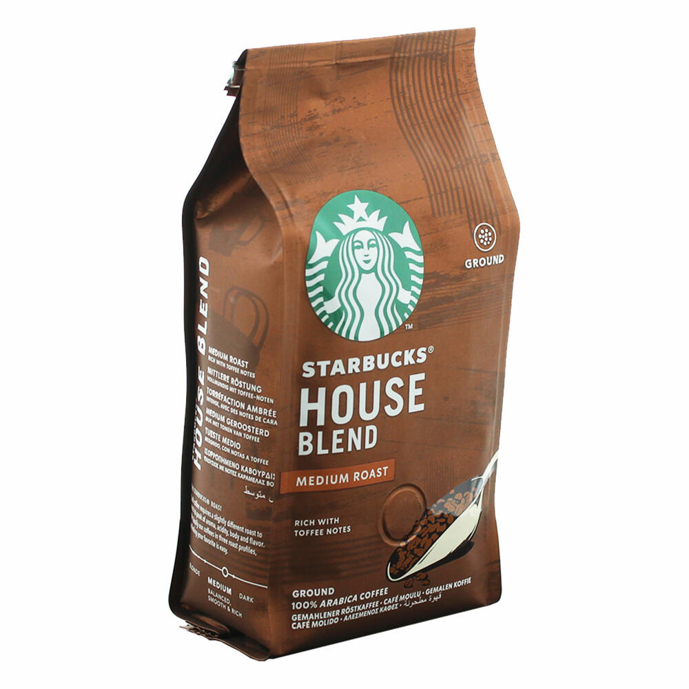 Starbucks House Blend Coffee, Set of 6, Medium Roast, Roasted Coffee, Full-bodied with Toffee Notes, Ground, 6 x 200 g