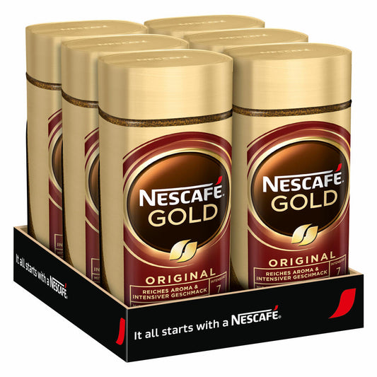 Nescafé Gold Original Set of 6, instant coffee beans, coffee, 6 x 200 g for a total of 600 cups