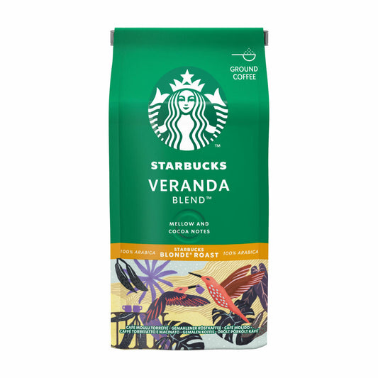 Starbucks Veranda Blend Coffee, Blonde Roast, Roasted Coffee, Mild with Cocoa Notes, Ground, 200 g