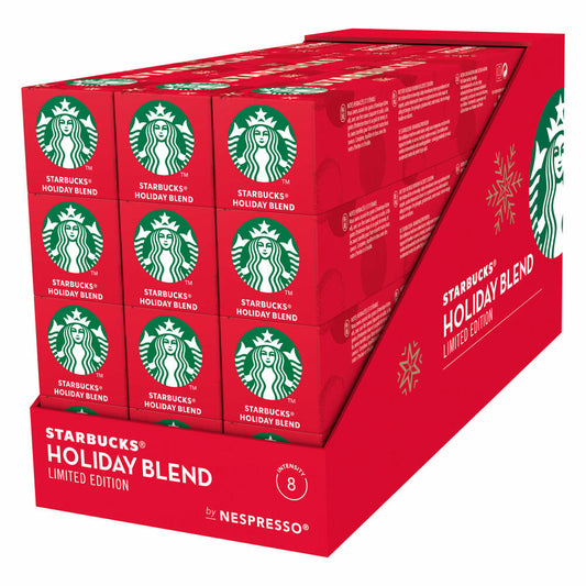 Starbucks Holiday Blend, Kaffee, Röstkaffee, Nespresso kompatibel, Kaffeekapseln, 12 x 10 Kapseln