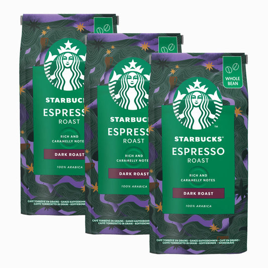 Starbucks Espresso Roast Kaffee, 3er Set, Dark Roast, Röstkaffee, Vollmundig, Ganze Bohnen, 3 x 200 g