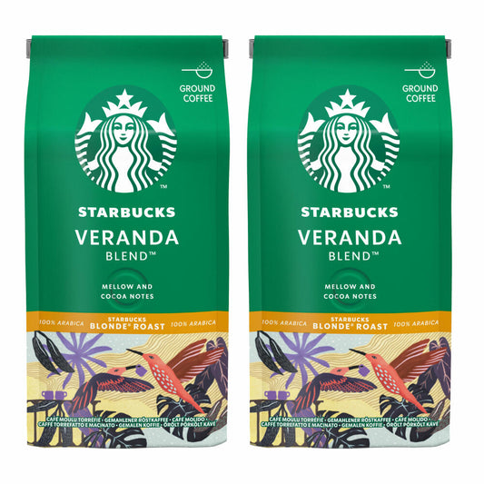 Starbucks Veranda Blend Kaffee, 2er Set, Blonde Roast, Röstkaffee, Mild mit Kakao-Noten, Gemahlen, 2 x 200 g