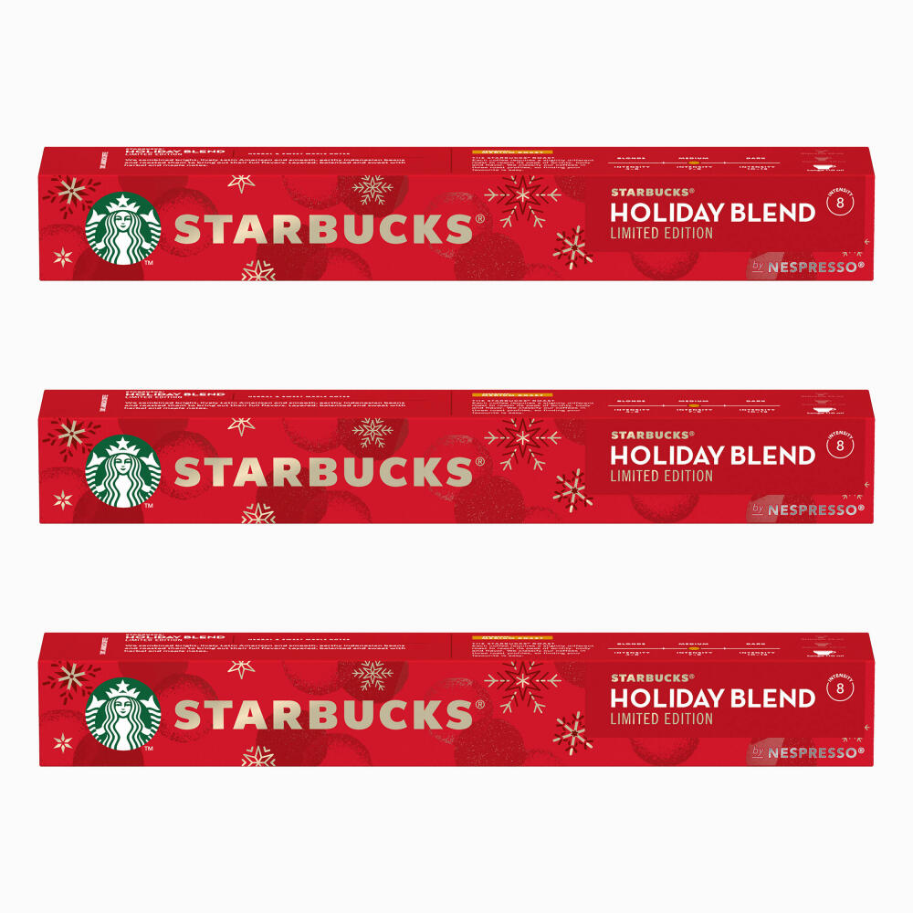 Starbucks Holiday Blend, Kaffee, Röstkaffee, Nespresso kompatibel, Kaffeekapseln, 3 x 10 Kapseln