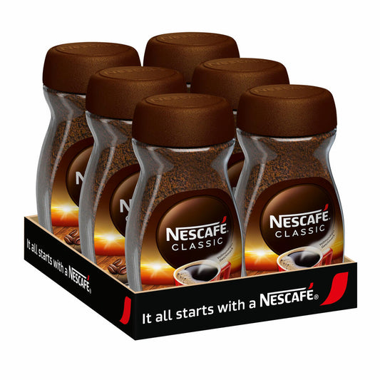 Nescafé Classic Set of 6, instant coffee beans, coffee, glass, 6 x 200 g, for a total of 600 cups