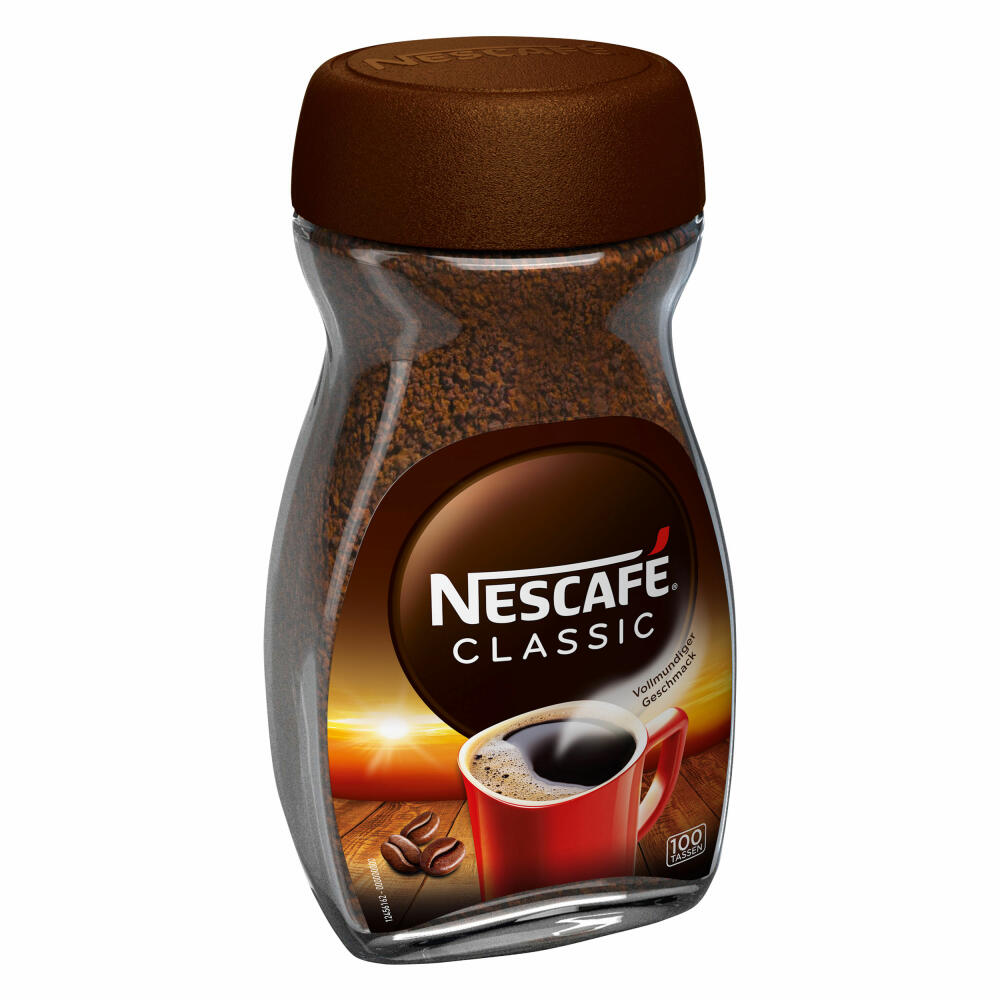 Nescafé Classic, löslicher Bohnenkaffee, Kaffee, Glas, 200 g, für 100 Tassen