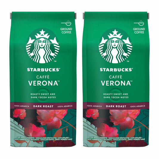 Starbucks Caffè Verona Coffee, Set of 2, Dark Roast, Roasted Coffee, Roasted Sweet, Ground, 2 x 200 g