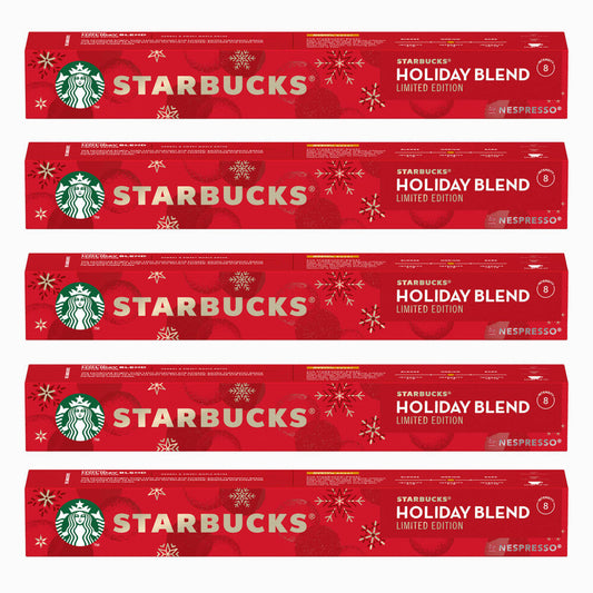 Starbucks Holiday Blend, Coffee, Roasted Coffee, Nespresso Compatible, Coffee Capsules, 5 x 10 Capsules