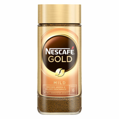 Nescafé Gold Mild, löslicher Bohnenkaffee, Kaffee, Glas, 200 g, für 100 Tassen