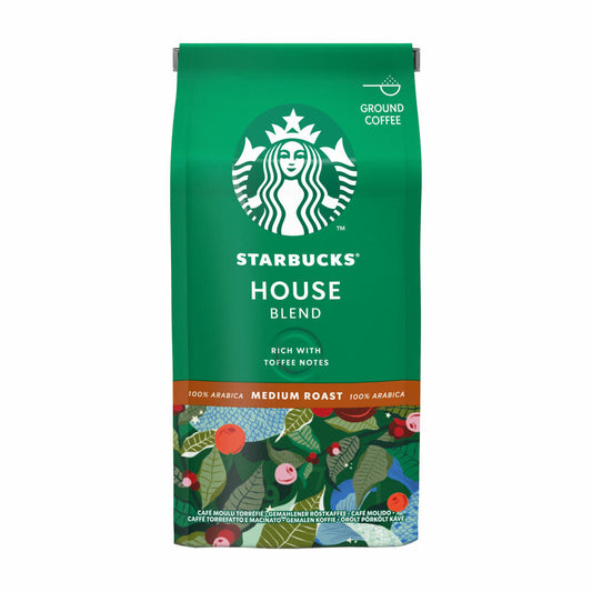 Starbucks House Blend Coffee, Medium Roast, Roasted Coffee, Full-bodied with Toffee Notes, Ground, 200 g