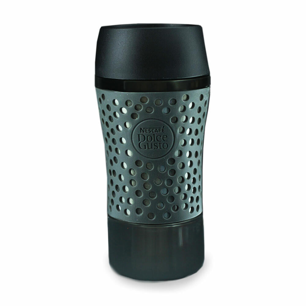 Nescafé Dolce Gusto Thermobecher Pop mit Deckel, Coffee to Go Thermo Becher, Travel Mug, Kunststoff, Metallic-Grau / Schwarz, 310 ml, 12380859